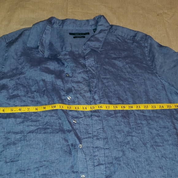 Perry Ellis Mens Size 2X Blue Long Sleeve Button Up Collar Shirt - Picture 5 of 6
